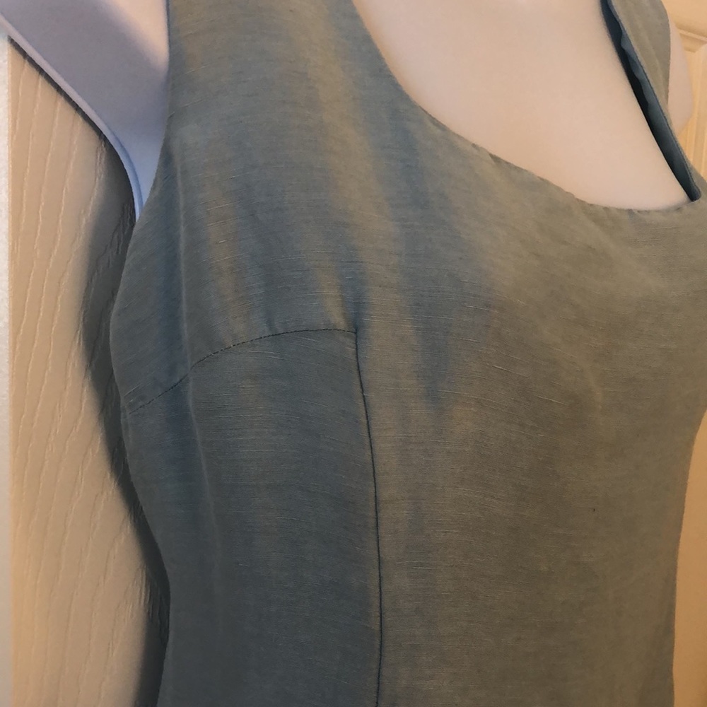 Pastel Green-Blue Sleeveless Linen Dress - Picture 8 of 16